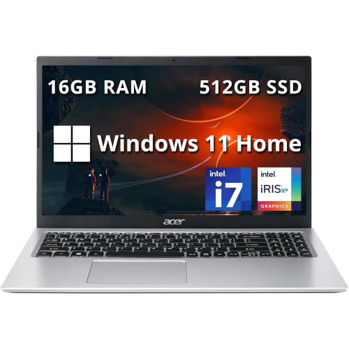 Refurbished (Excellent) - acer Aspire 3 15.6" FHD Laptop - Intel i7-1165G7 - 16GB DDR4 - 512GB PCIe SSD - Iris Xe - Windows 11 Home - Silver