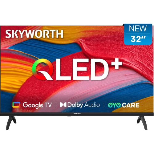 SKYWORTH 32 Inch QLED Smart TV, HD, Google TV, HDR10, Dolby Audio, Bluetooth 5.1, Googlecast, Voice Remote, Eye-Care, Q6500B