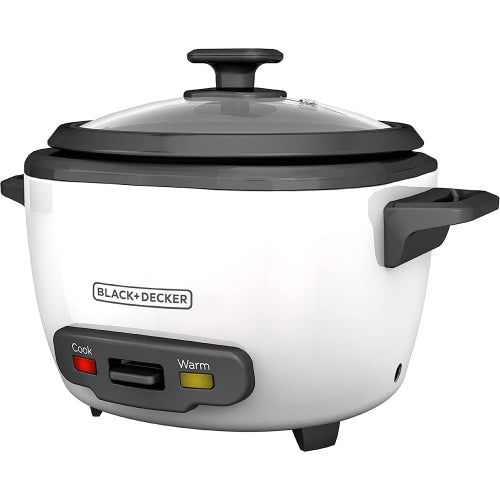 Black + Decker - Non-Stick Rice Cooker and Steamer, 16 Cup Capacity, White