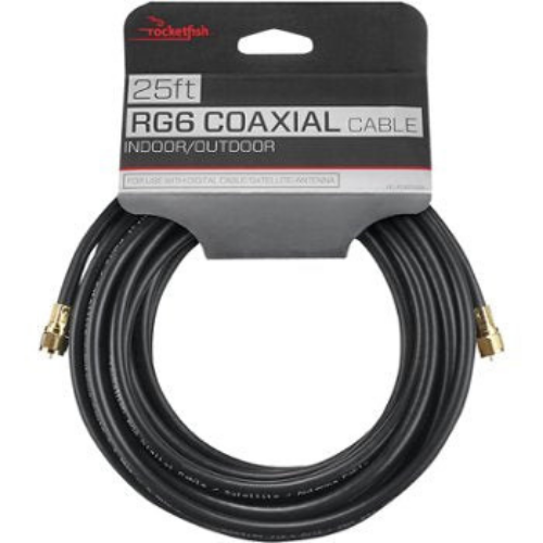 Open Box - Rocketfish RF-RG625BK 25ft/7.6m RG6 Coaxial Cable Indoor/Outdoor