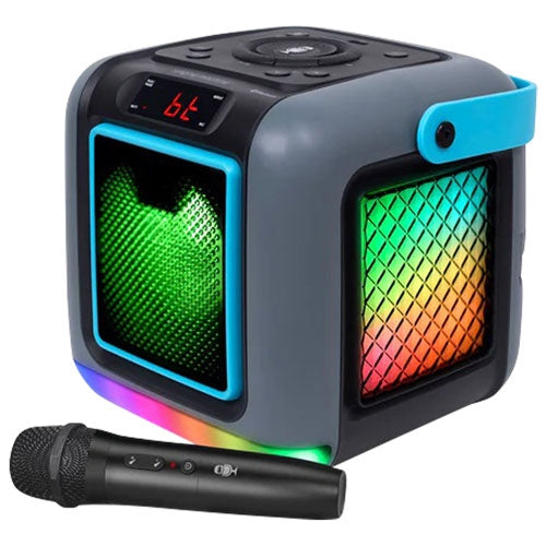 Open Box - Singing Machine Cube Bluetooth Karaoke Party Speaker with Wireless Mic