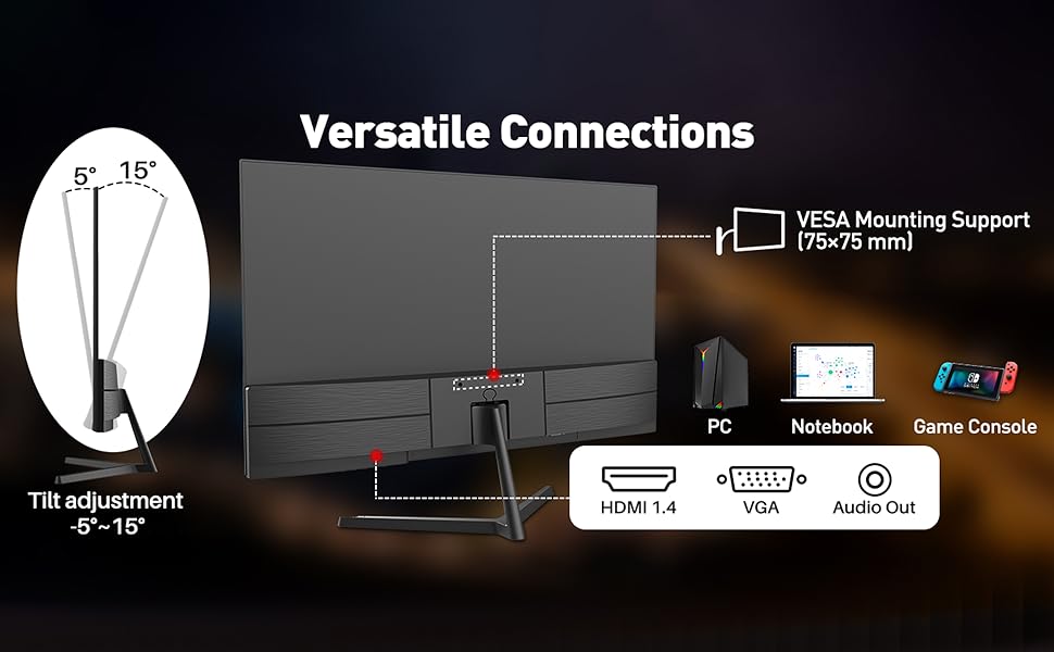 Refurbished (Good) - SANSUI ES-22F1 22" 75Hz Full HD LED Monitor