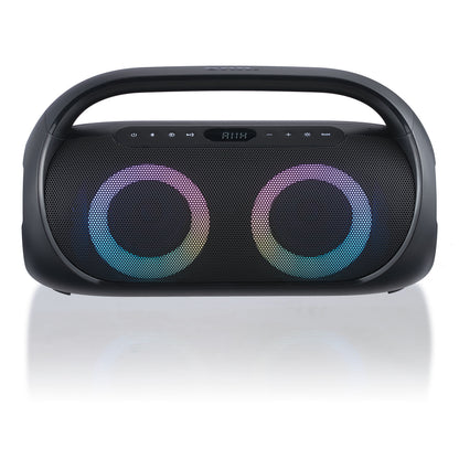 onn. Bluetooth Portable FM Boombox with Multicolour LED Lighting (Open Box)